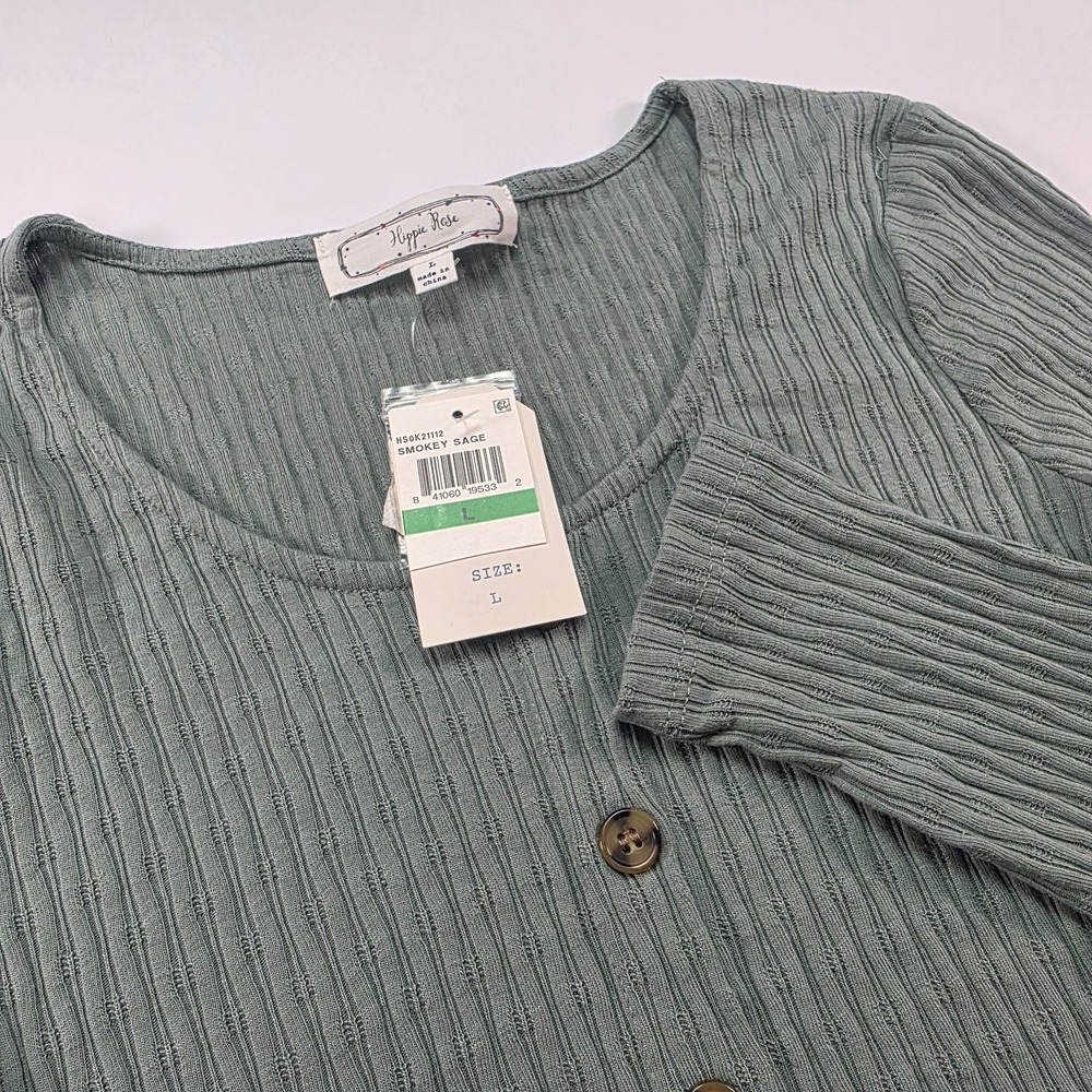 Hippie Rose Juniors' Pointelle Crop Top Med Green Size Large